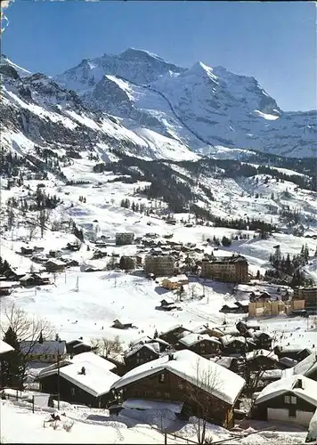 Wengen BE Panorama im Schnee mit Jungfrau Kat. Wengen