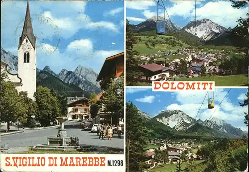 Marebbe St.Vigilio Dolomiten Skigondel Panorama Kirche Kat. Italien