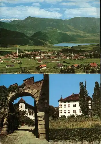 Kaltern Caldaro Panorama mit See Suedtiroler Weinstrasse Weinmuseum Dreschertor Kat. Kaltern am See Suedtirol