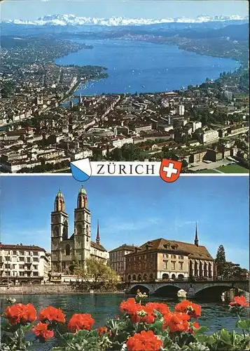 Zuerich Fliegeraufnahme Stadt See Alpen  / Zuerich /Bz. Zuerich City