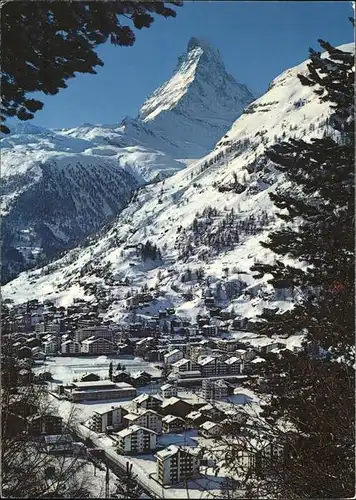 Zermatt VS Panorama mit Matterhorn im Schnee Kat. Zermatt
