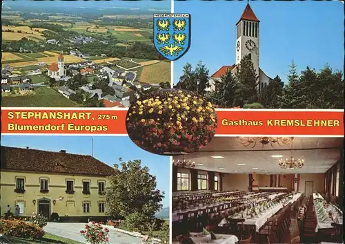 Stephanshart Fliegeraufnahme Blumendorf Kirche Gasthaus Kremslehner Wappen