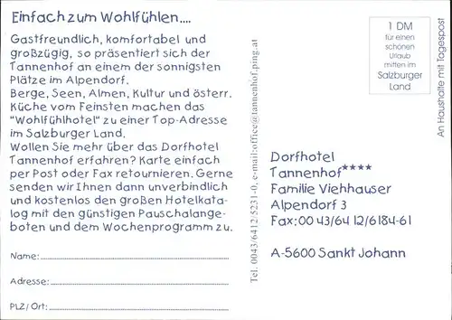 St Johann Pongau Salzburg Dorfhotel Tannenhof Alpenpanorama Kat. 