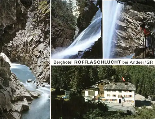 Andeer GR Berghotel Rofflaschlucht Wasserfall Kat. Andeer