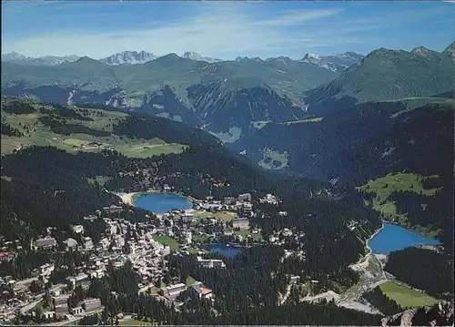 Arosa GR Dorf vom Schafruecken aus Kat. Arosa