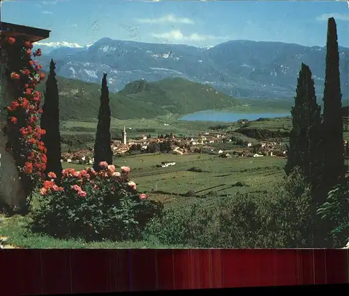 Caldaro Kaltern Ortsblick mit Alpenpanorama Kat. Kaltern am See Suedtirol