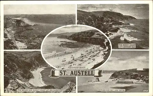 St Austell Par Bay Beach Rocky Coast at Mevagissey Carlyon Bay Hotel Lantivet Bay Porthpean Beach Kat. St Austell Cornwall