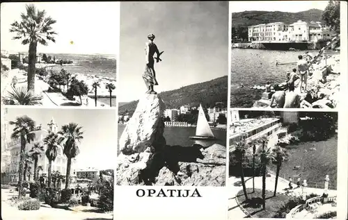 Opatija Istrien Strand Denkmal Segelboot Promenade Kat. 