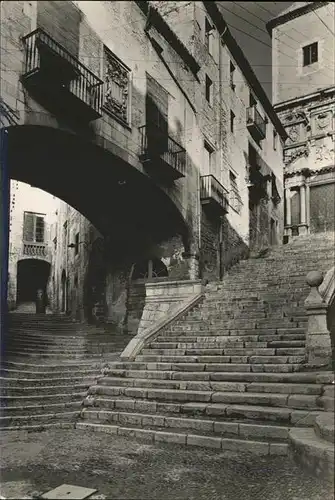 Gerona Subida de Santo Domingo Palacio del Vizcondado Iglesia de San Martin Kat. Costa Brava Spanien