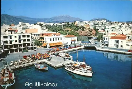 Nikolaos Agios Kreta Hafen Schiff Hotel Restaurant Kat. Insel Kreta