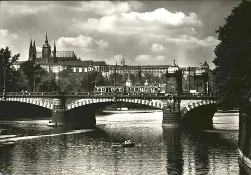 Praha Prahy Prague Chateau de Hradcany Burg Moldau Bruecke Kat. Praha