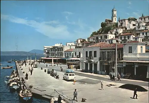 Poros Partie am Hafen Fischerboot Promenade Kirche Kat. Insel Poros