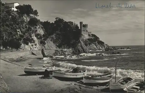 Lloret de Mar Playa Bernat Castillo Uferpromenade Boot Kat. Costa Brava Spanien