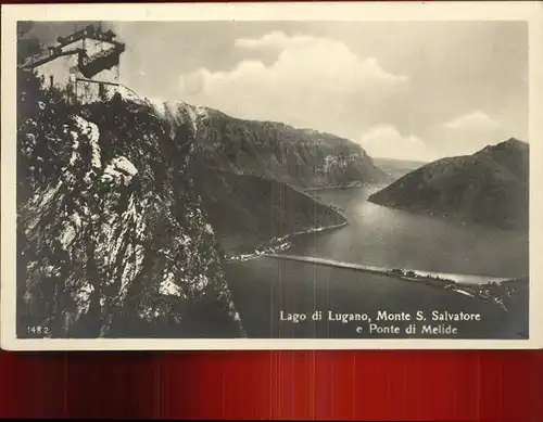 Lago di Lugano Monte S. Salvatore Ponte di Melide Kat. Italien