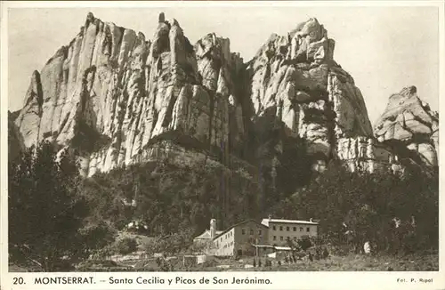 kk42023 Montserrat Kloster Santa Cecilia y Picos San Jeronimo Kategorie. Spanien Alte Ansichtskarten