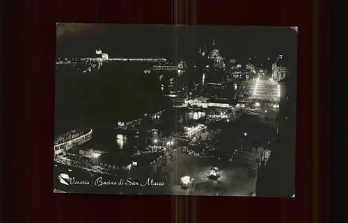 Venezia Venedig Bacino di San Marco Nacht Kat. 