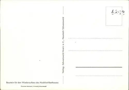 Neustadt Donaueschingen Aussichtsturm Hochfirst Rasthaus Gedicht August Ganther Kat. Donaueschingen