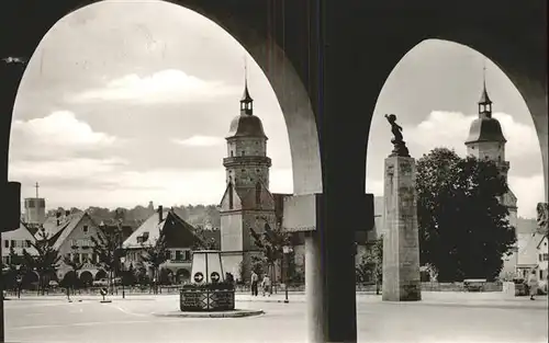 Freudenstadt Schwarzwald Stadtkirche u.Gedenksaeule