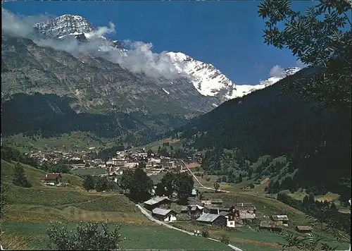 Leukerbad und Birchen Panorama Rinderhorn Balmhorn Gitzifurgge Berner Alpen Kat. Loeche les Bains