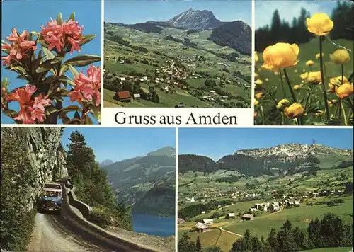 Amden SG Panorama Walensee Alpenblumen Bergstrasse Kat. Amden