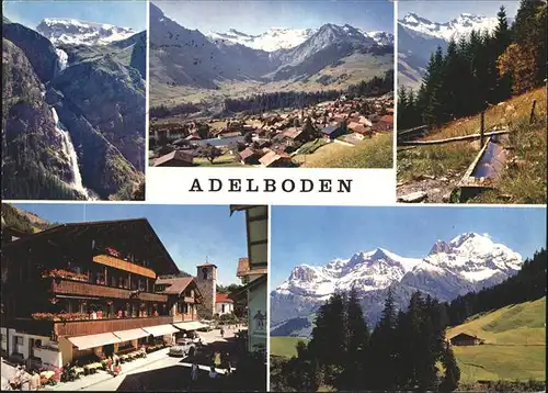 Adelboden Wasserfall Viehtraenke Dorfpartie Alpenpanorama Kat. Adelboden