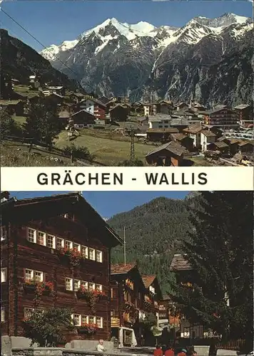 Graechen VS Teilansicht mit Alpenblick Dorfpartie Kat. Graechen