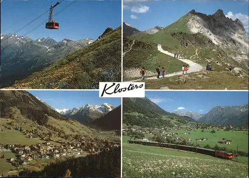 Klosters GR Luftseilbahn Wandern Gotschnagrat mit Casanna Panorama mit Silvrettagruppe Vereina Weisshorn Eisenbahn Kat. Klosters