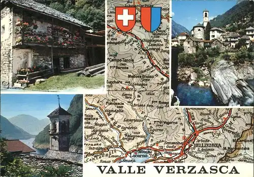 Locarno Carta Automobilistica Touring Club Landkarte Valle Verzasca Lago Maggiore Kirche / Locarno /Bz. Locarno