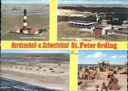 St Peter-Ording Leuchtturm Westerhever Meerwasser Wellenschwimmbad Strand / Sankt Peter-Ording /Nordfriesland LKR