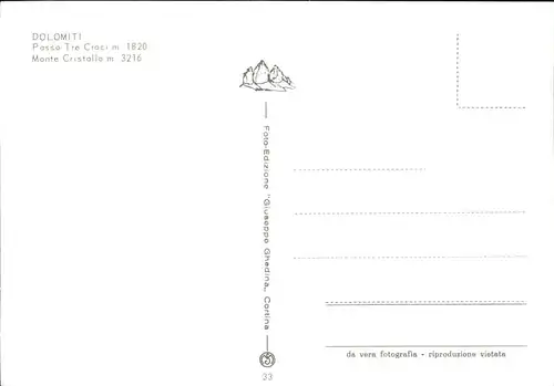 Dolomiten Passo Tre Croci u.Monte Cristallo Kat. Italien