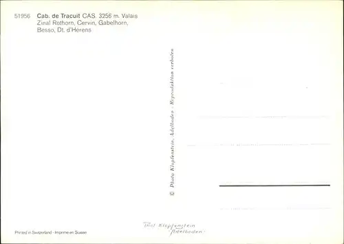 Wallis Valais Kanton Cab.de Tracuit Kat. Sion