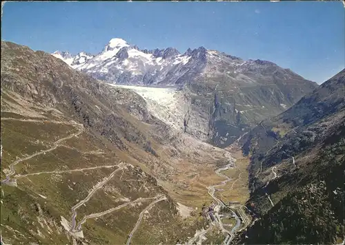 Gletsch mit Grimsel Furkastrasse u.Rhonegletscher