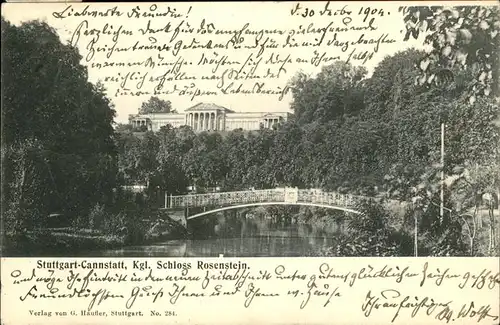 Cannstatt Koenigliches Schloss Rosenstein Park Bruecke Kat. Stuttgart