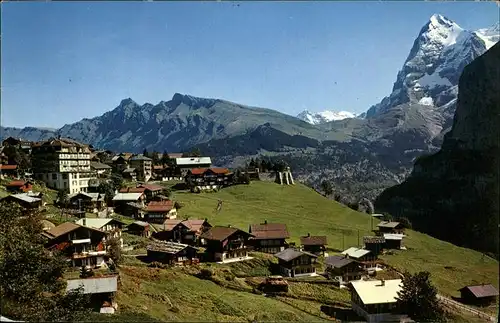 Muerren BE Dorfpartie mit Eiger Berner Alpen Kat. Muerren