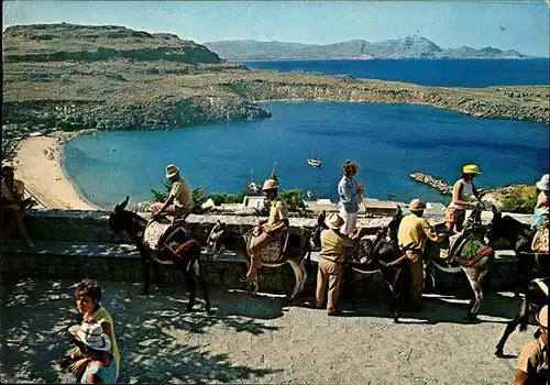 Lindos Lindo Panorama Terrasse Strand Bucht Kat. Rhodes