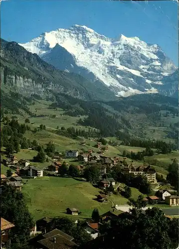 Wengen BE Panorama mit Jungfrau Berner Alpen Sommer und Winterkurort Kat. Wengen