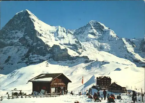 Grindelwald Kleine Scheidegg Bergrestaurant Eiger Moench Berner Alpen Wintersportplatz Kat. Grindelwald
