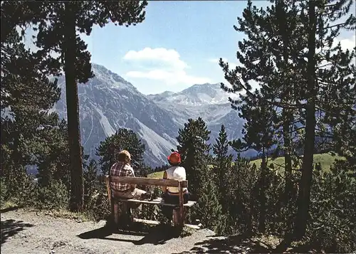 Arosa GR Arlenwaldstrasse Aussicht auf Valbellahorn Wanderweg Kat. Arosa