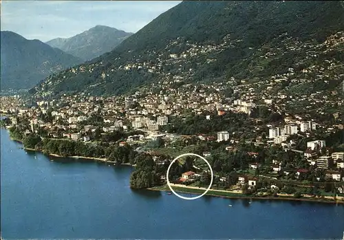 Minusio TI Albergo Navegna Lago Maggiore veduta aerea Kat. Minusio