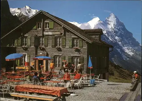 Grindelwald Berghotel Grosse Scheidegg Terrasse Moench Eiger Berner Alpen Kat. Grindelwald