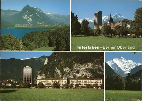 Interlaken BE Panorama Thunersee Hochhaus Jungfrau Niesen Harder Berner Alpen Kat. Interlaken