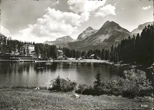 Arosa GR Uferpartie am See Alpenpanorama Kat. Arosa