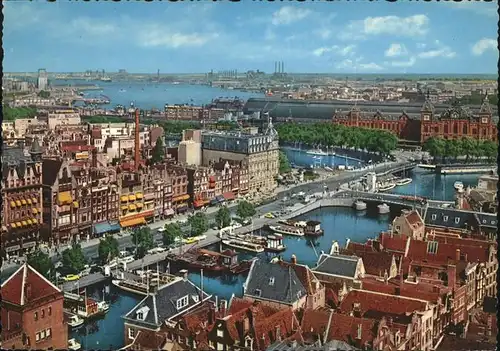 Amsterdam Niederlande Damrak met gezicht op het Y. Bruecke Schiff Hafen Kat. Amsterdam