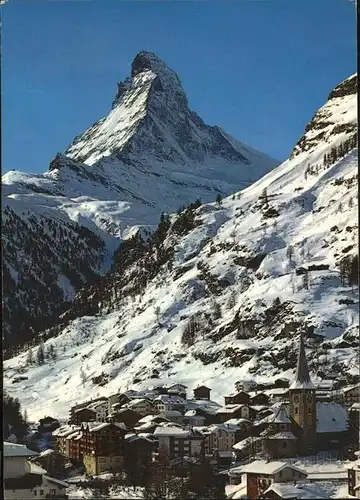 Zermatt VS Ortsansicht mit Kirche Matterhorn Mt. Cervin Kat. Zermatt