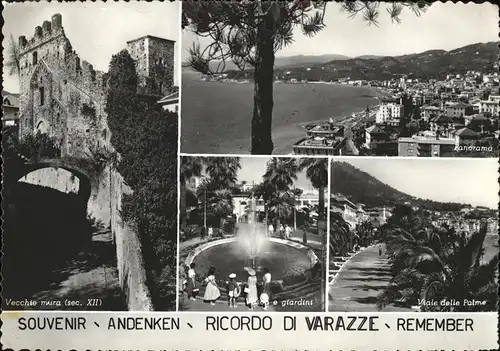 Varazze Liguria Vecchie mura Panorama Vasoa e giardini Viale della Palme Kat. Italien