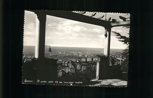 Genova Liguria Il porto visto da un terrasso rustico Kat. Genova