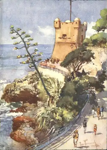 Nervi Passeggiata a mare e Torre Gropallo / Genova /Ligurien