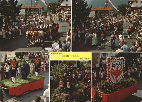 Dorf Tirol Festzug zum Erntedank Teilansichten Kat. Italien