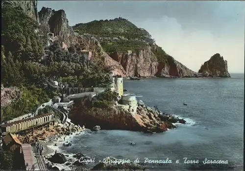 Capri Spiaggia di Pennaula e Torre Saracene Kat. Italien