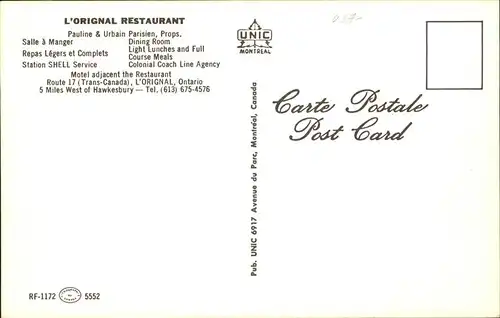 L Orignal Restaurant Motel